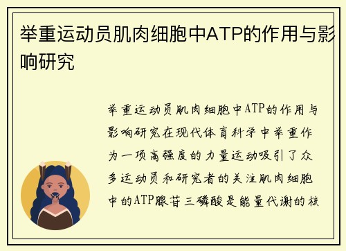 举重运动员肌肉细胞中ATP的作用与影响研究